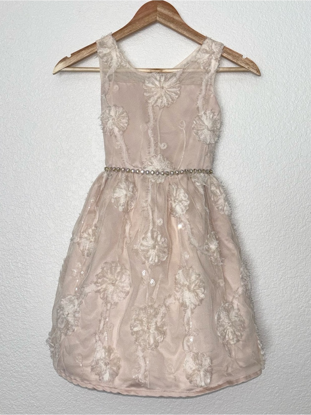 Kensie Girl Champagne Floral Tulle Dress Size 8 Flower Girl Formal